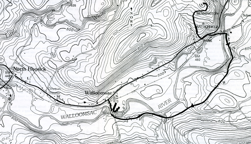 Scanned Map of the Bennington Battlefield Sites